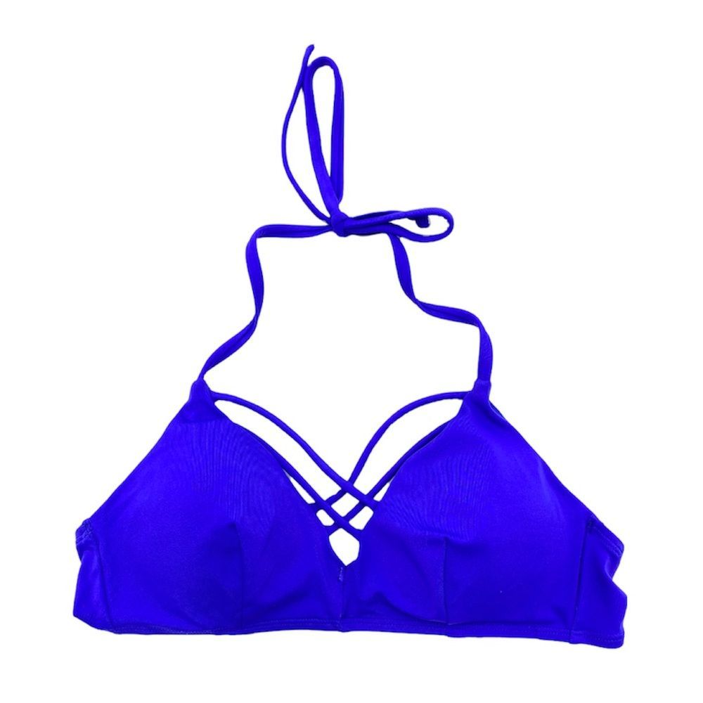 NWOT DORINA Cobalt Blue Crisscross Strappy Halter Bikini Top Size: Medium